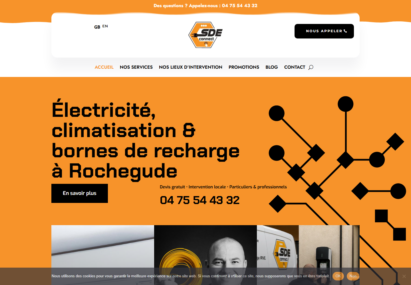 Aperçu de la page d’accueil du site SDE Connect